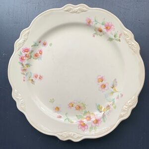 Homer Laughlin Virginia Rose Vintage Floral Cream 9” Dinner Plate